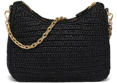 prada re-edition 2005 raffia bag black