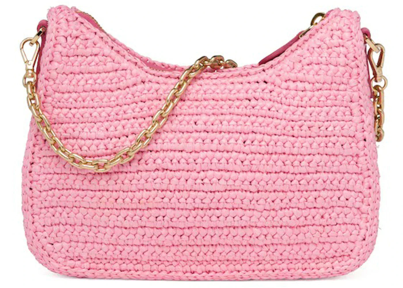 prada re-edition 2005 raffia bag petal pink