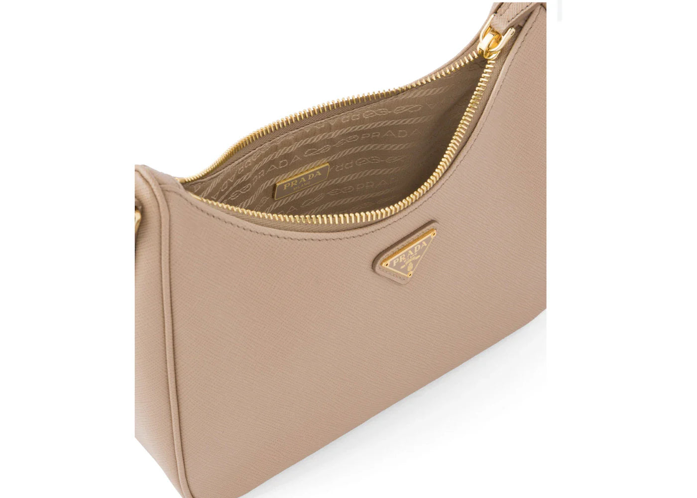 prada re-edition 2005 saffiano leather bag cameo beige