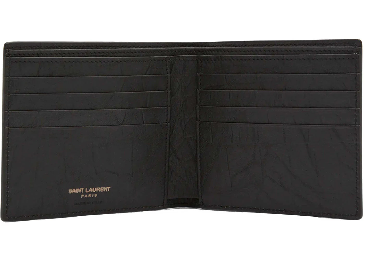 Saint Laurent Monogram Croc-Embossed Leather Bi-Fold Wallet Black