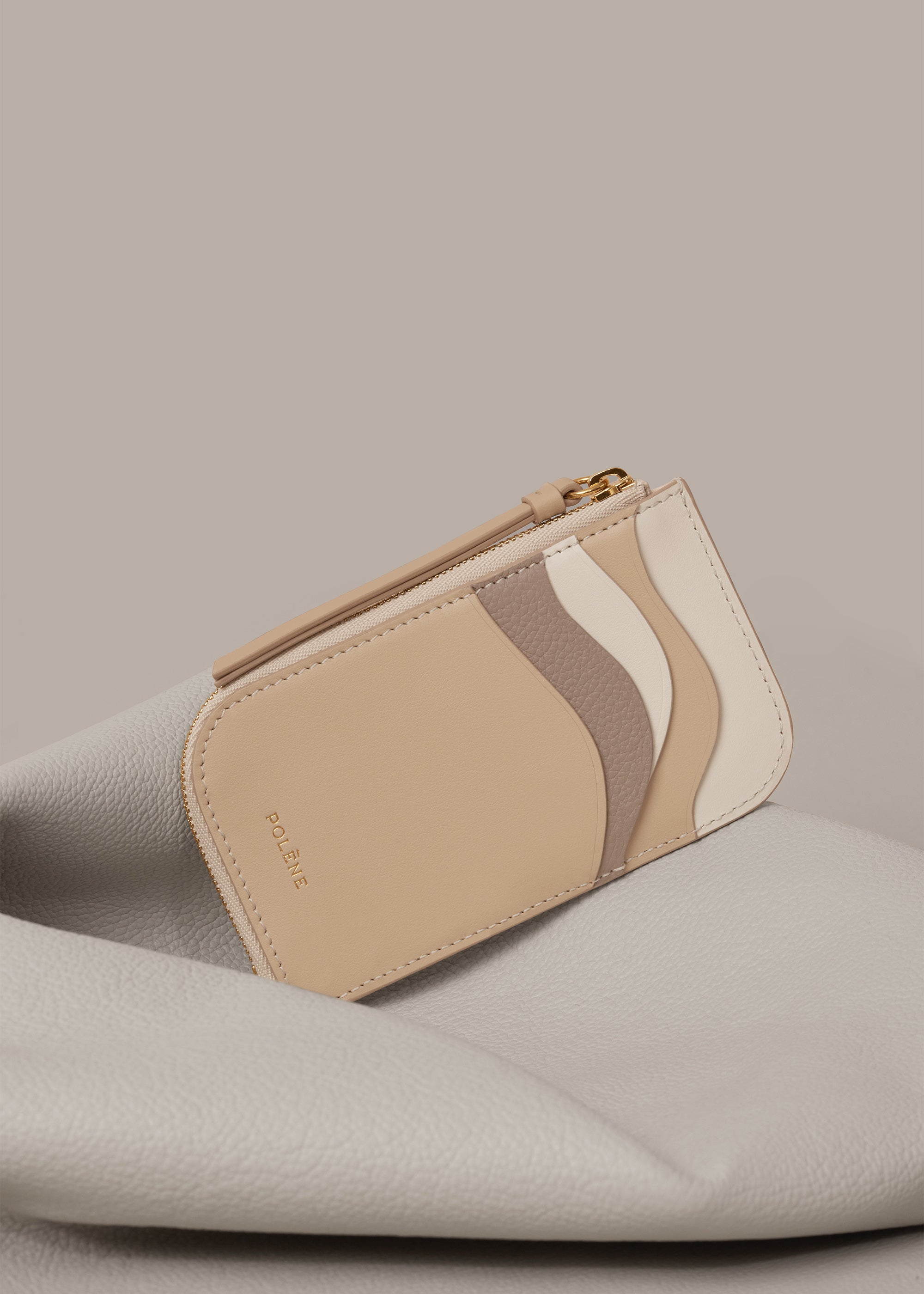 Polene Atla Card Holder - Trio Taupe