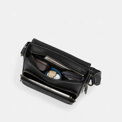 Coach Sullivan Flap Crossbody Bag In Signature Canvas Gunmetal Charcoal Black