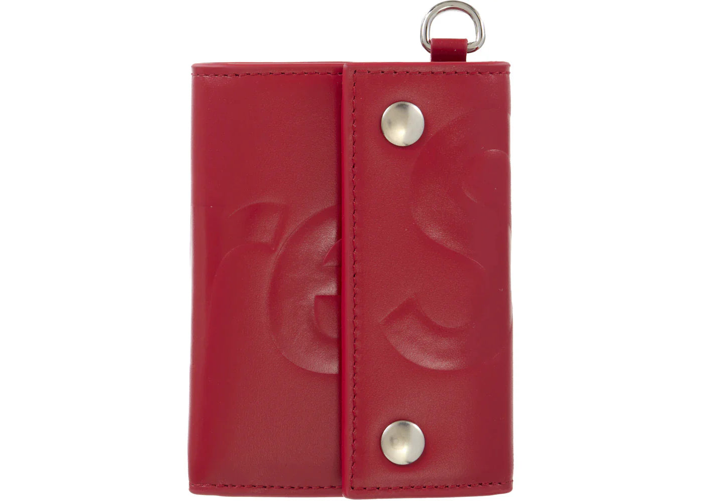 supreme leather chain wallet red