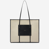 DeMellier The Large Capri salt & pepper canvas black smooth