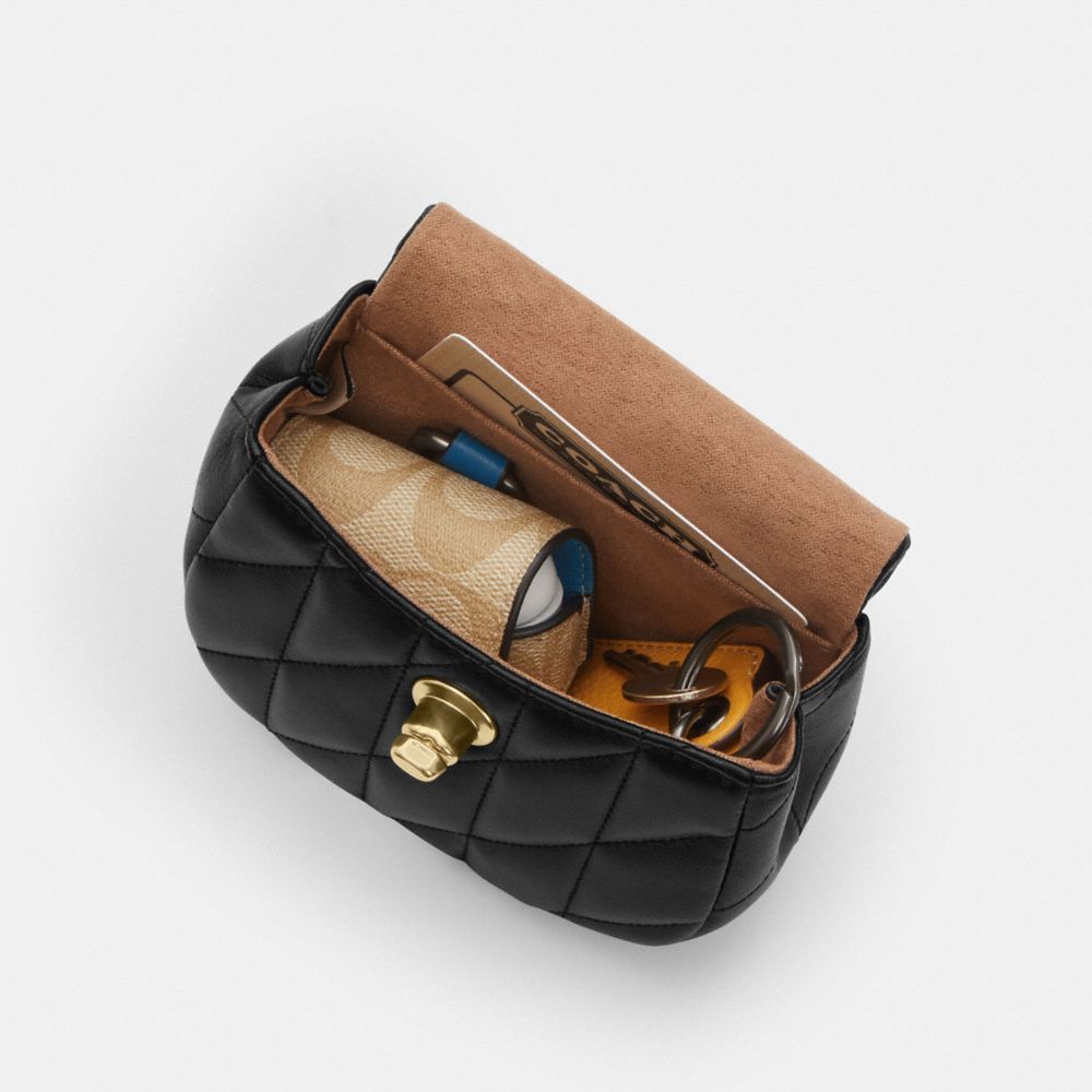Coach Turnlock Card Case Silver Black