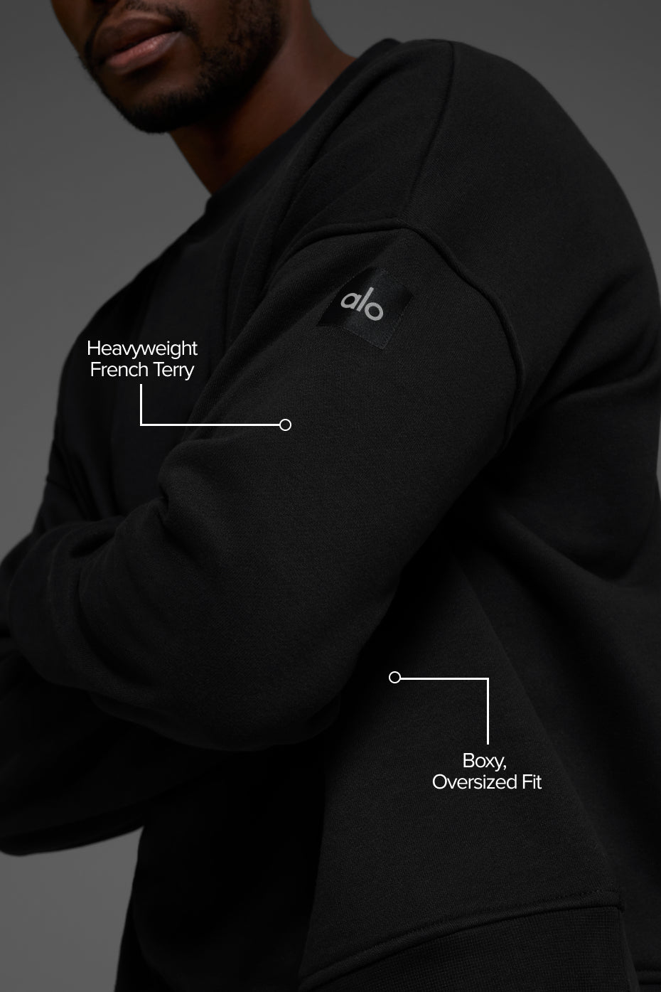 Alo Yoga Renown Heavy Weight Crew Neck Pullover - Black