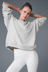 Alo Yoga Renown Heavy Weight Crew Neck Pullover - Athletic Heather Grey
