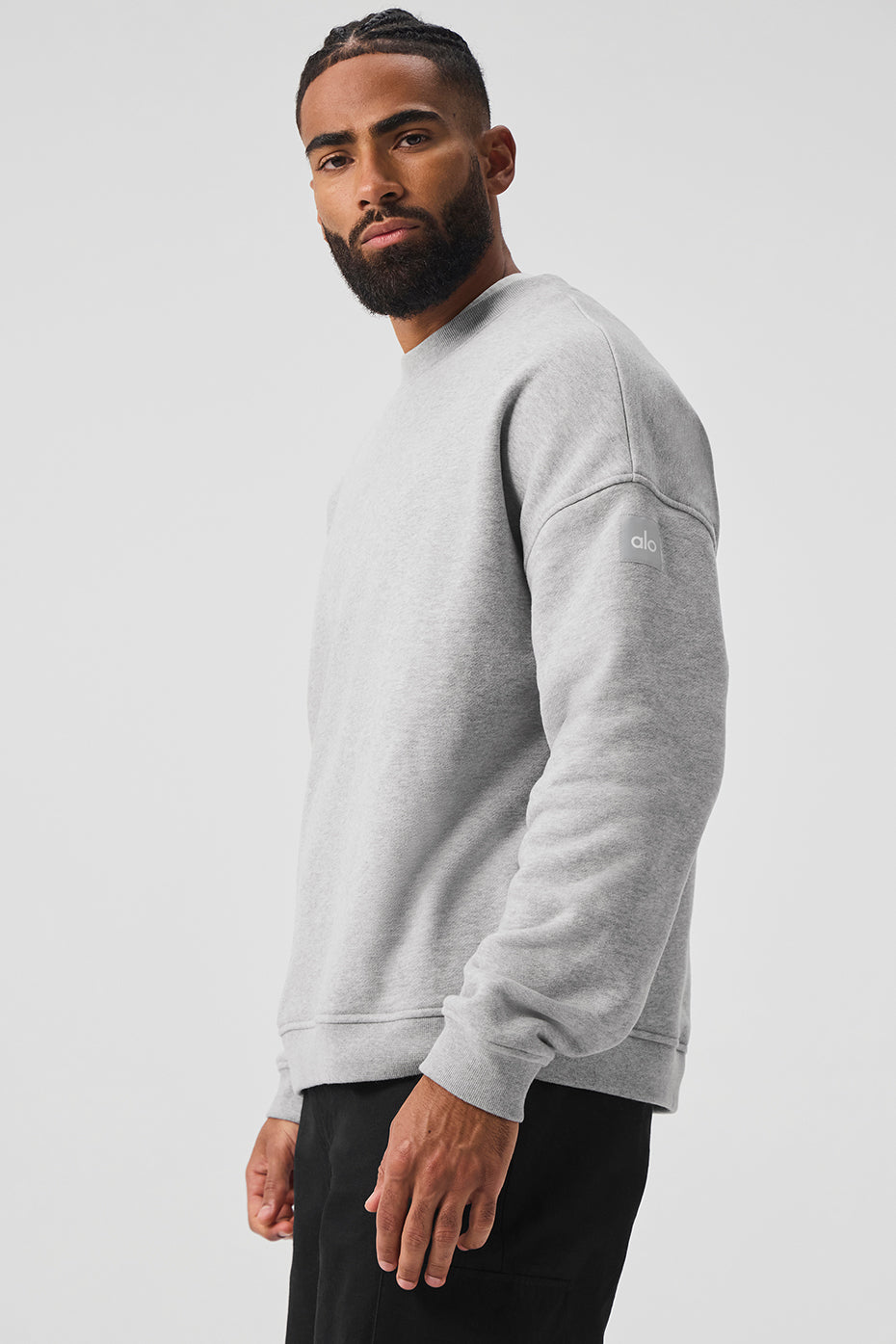 Alo Yoga Renown Heavy Weight Crew Neck Pullover - Athletic Heather Grey
