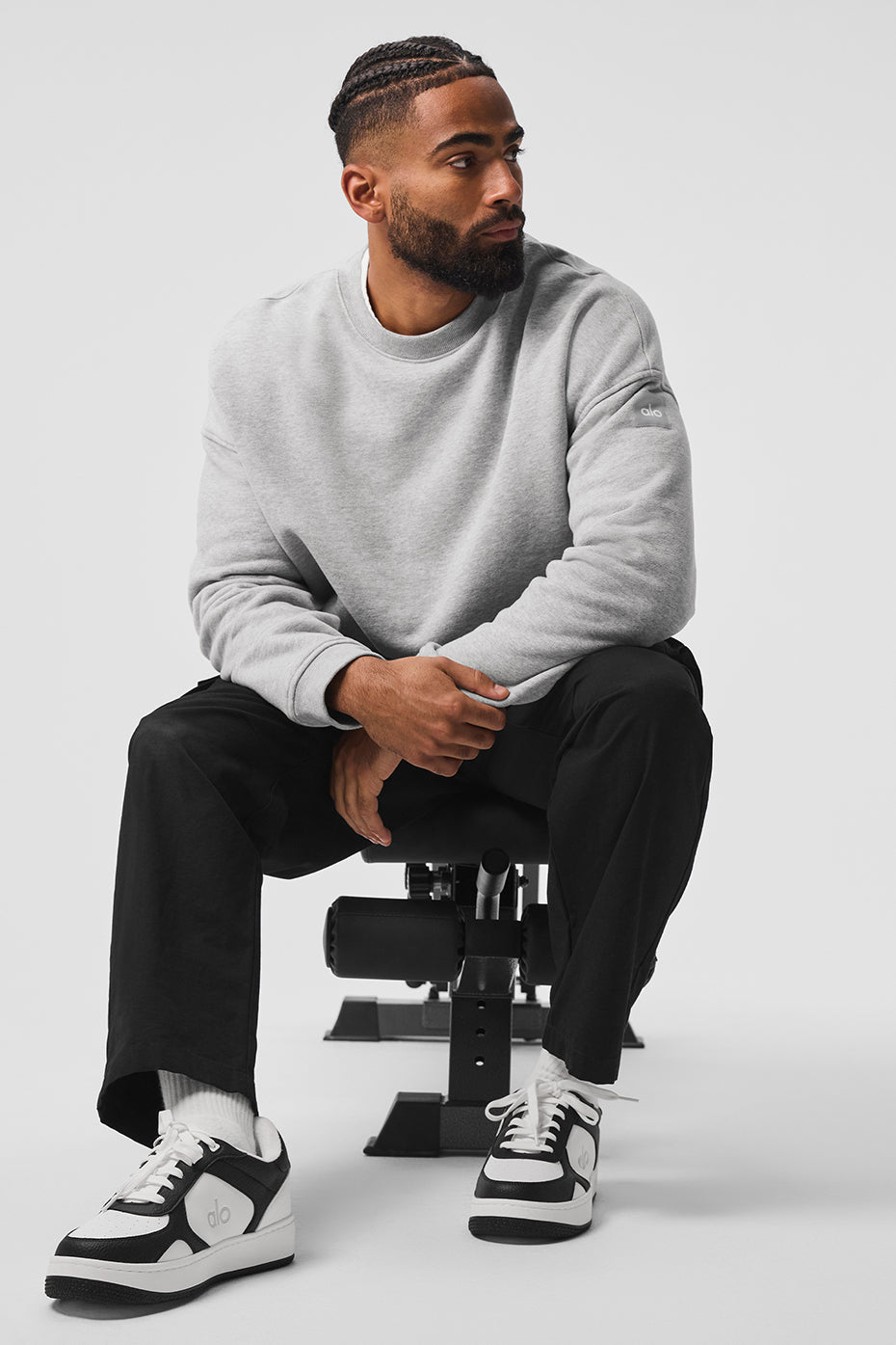 Alo Yoga Renown Heavy Weight Crew Neck Pullover - Athletic Heather Grey