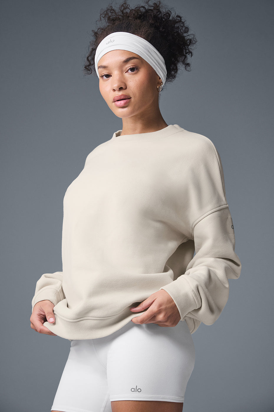 Alo Yoga Renown Heavy Weight Crew Neck Pullover - Bone