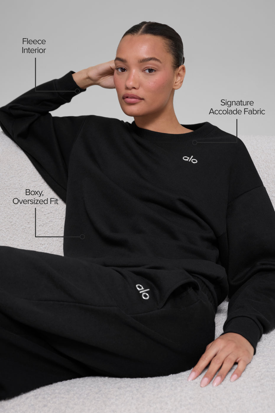 Alo Yoga Accolade Crew Neck Pullover - Black