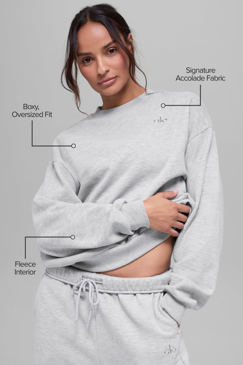 Alo Yoga Accolade Crew Neck Pullover - Athletic Heather Grey