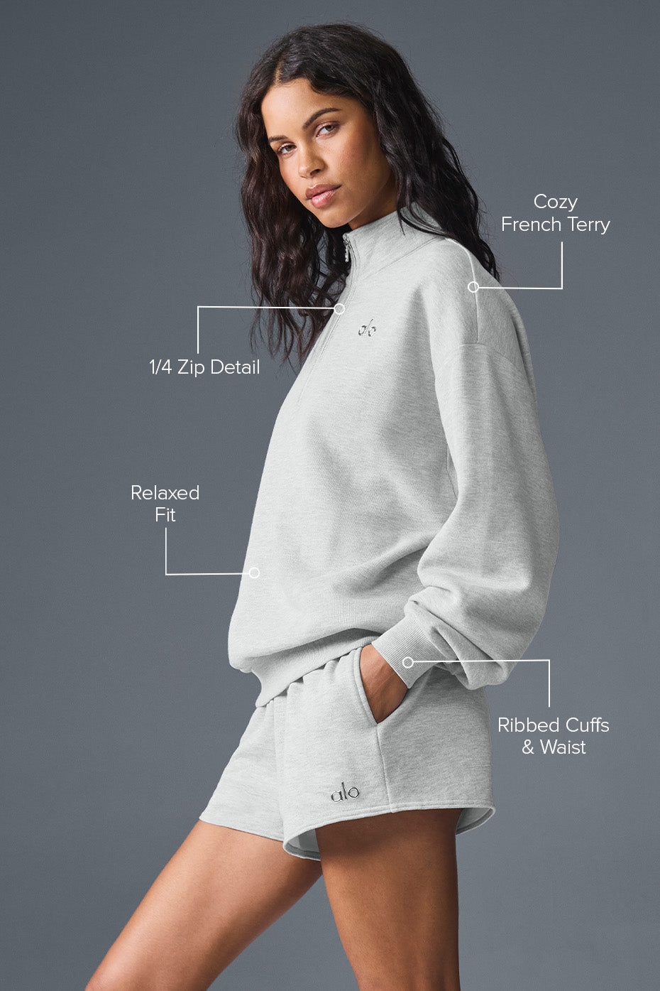 Alo Yoga Accolade 1/4 Zip Pullover - Athletic Heather Grey
