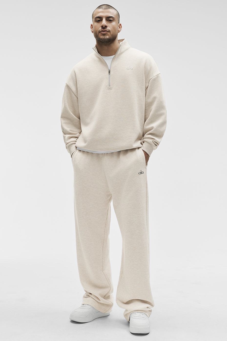 Alo Yoga Accolade 1/4 Zip Pullover - Oatmeal Heather