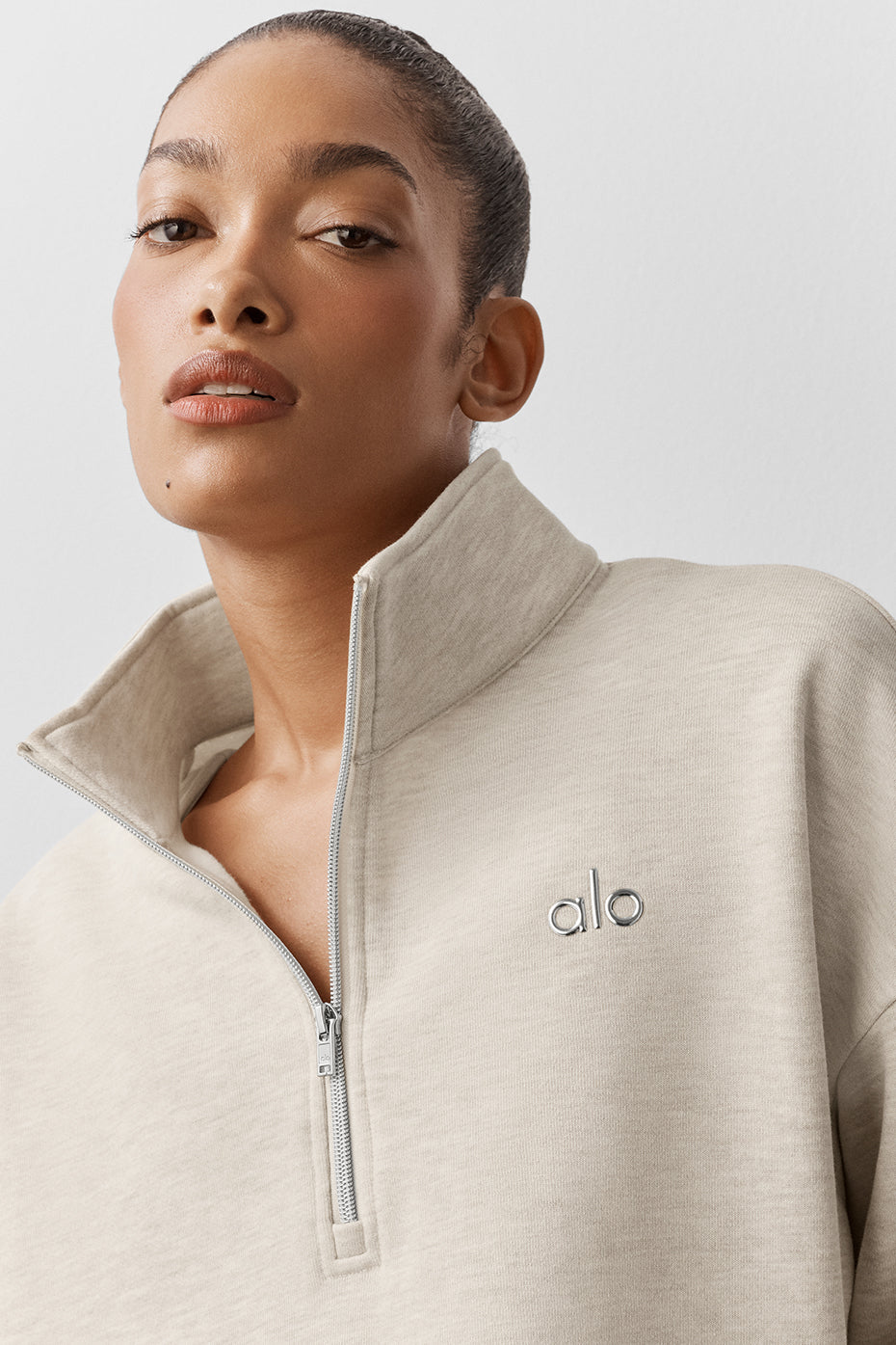 Alo Yoga Accolade 1/4 Zip Pullover - Oatmeal Heather