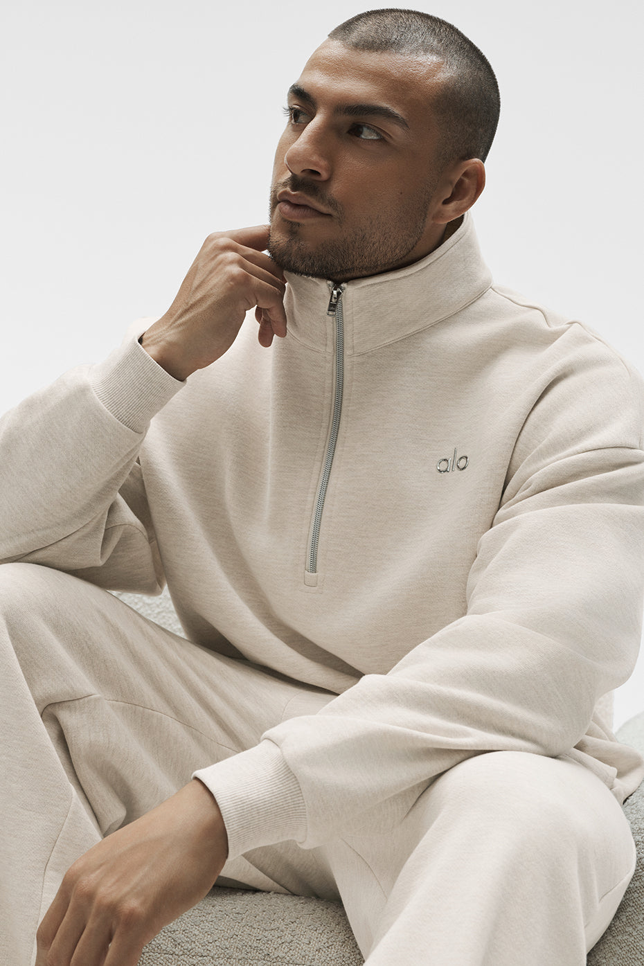 Alo Yoga Accolade 1/4 Zip Pullover - Oatmeal Heather