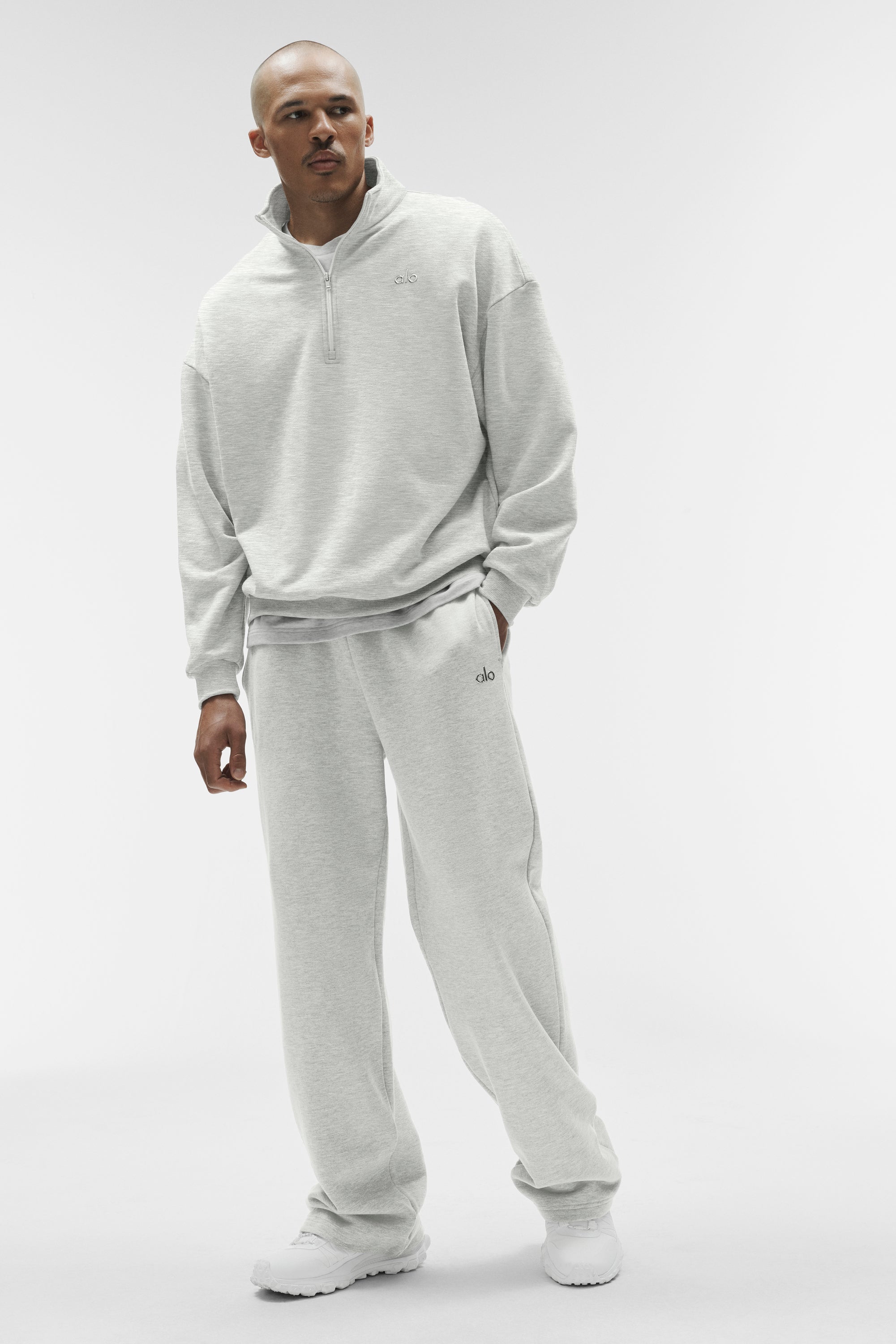 Alo Yoga Accolade 1/4 Zip Pullover - White Heather