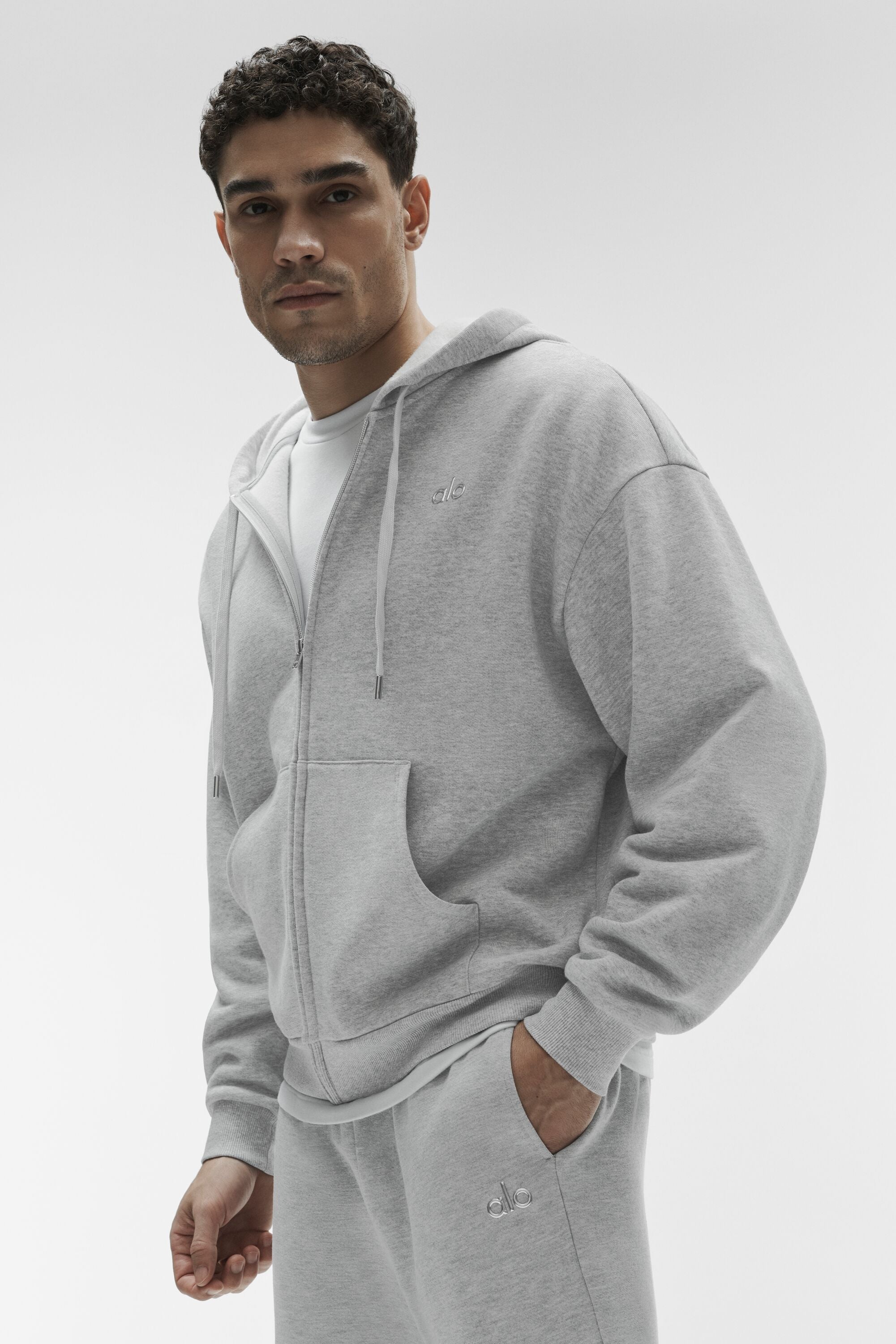 Alo Yoga Accolade Full Zip Hoodie - Athletic Heather Grey