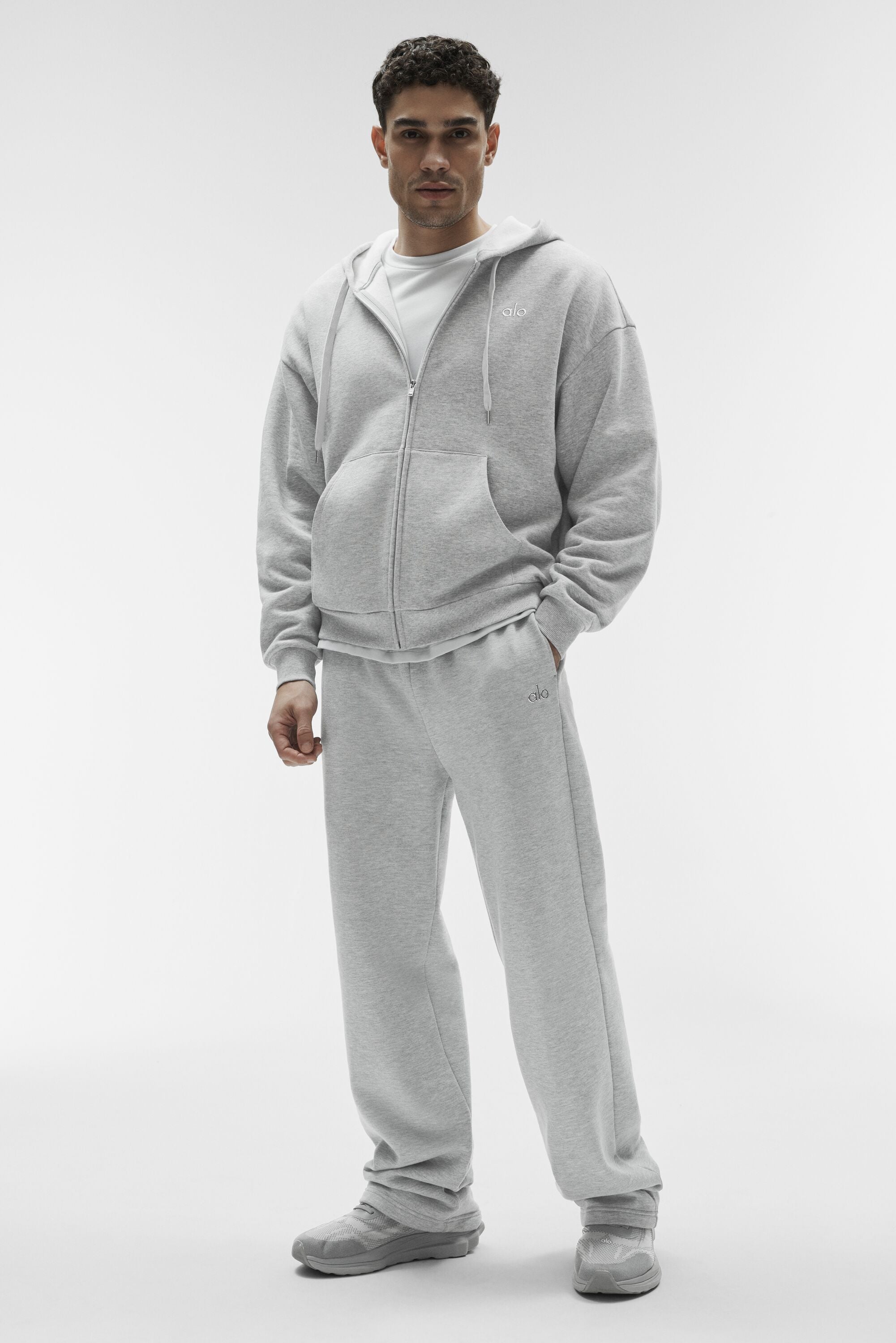 Alo Yoga Accolade Full Zip Hoodie - Athletic Heather Grey
