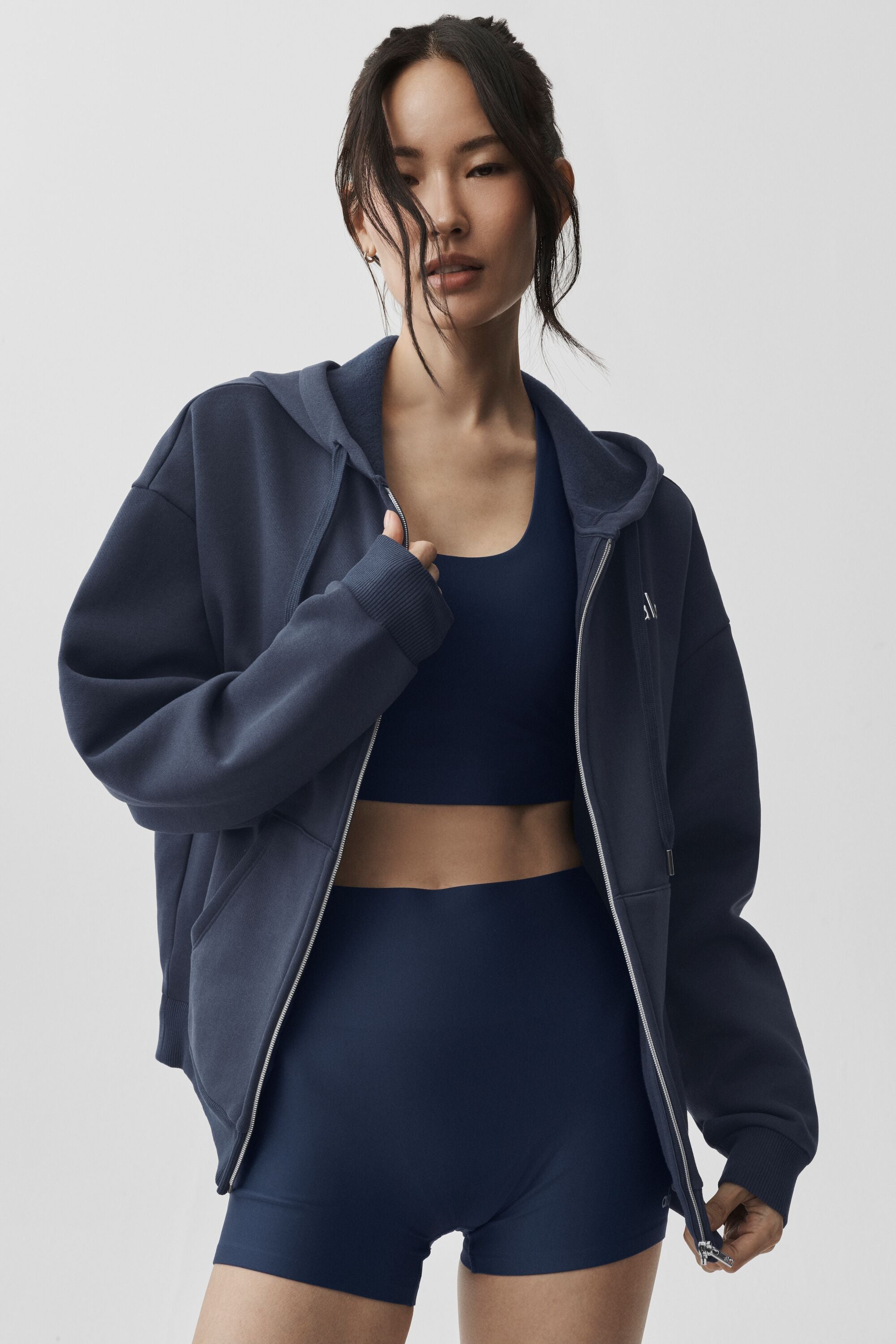 Alo Yoga Accolade Full Zip Hoodie - Navy