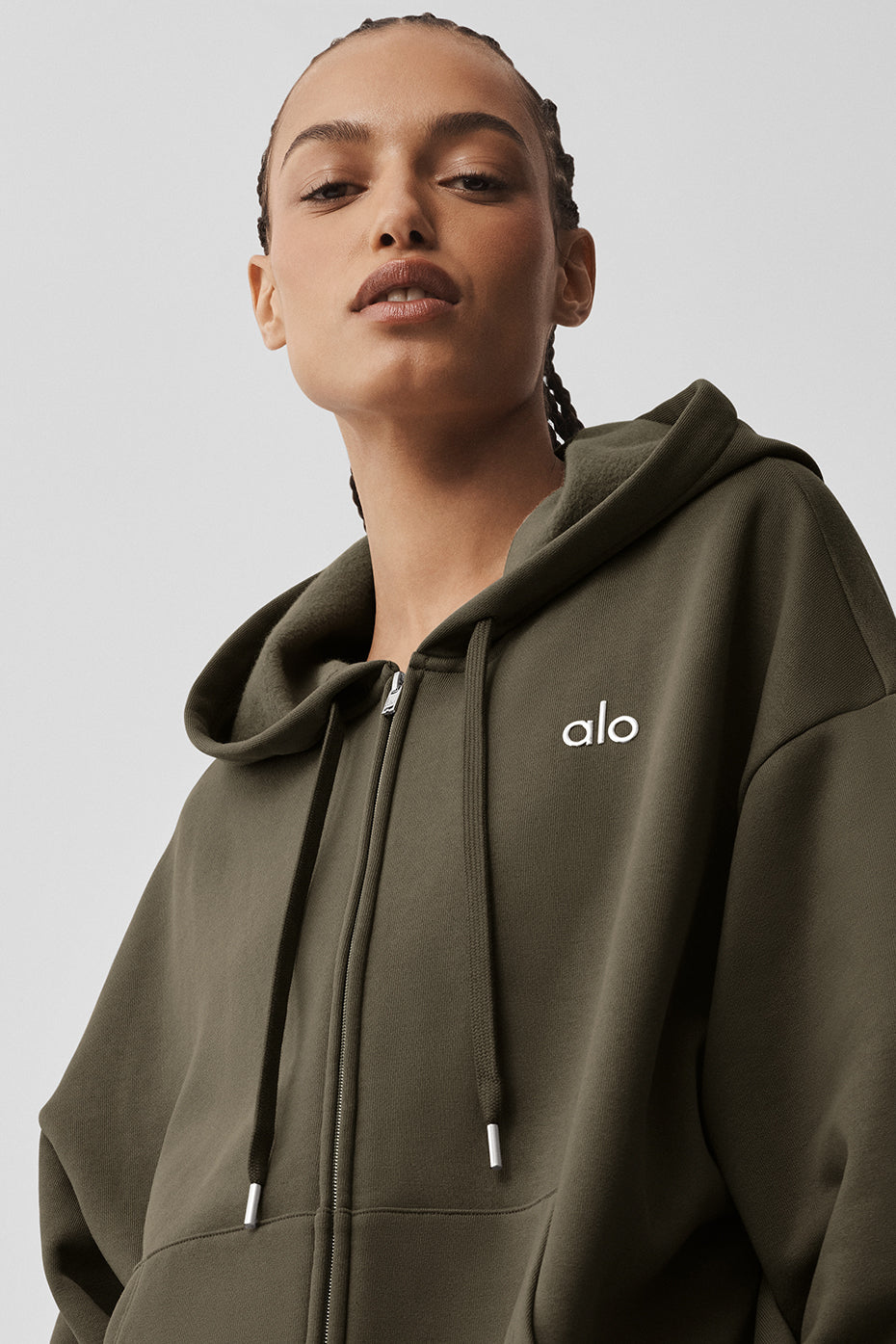 Alo Yoga Accolade Full Zip Hoodie - Olive Tree