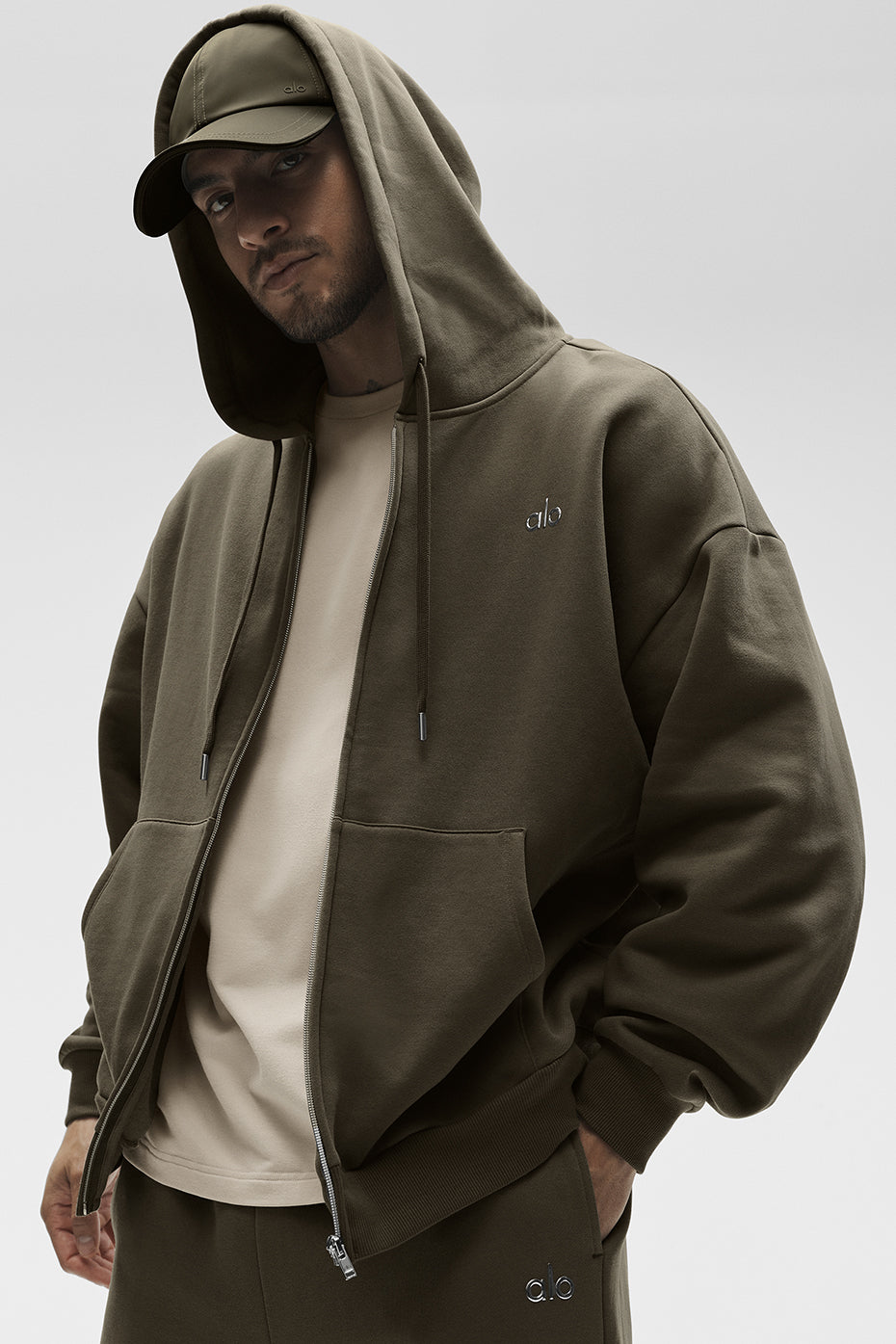 Alo Yoga Accolade Full Zip Hoodie - Olive Tree
