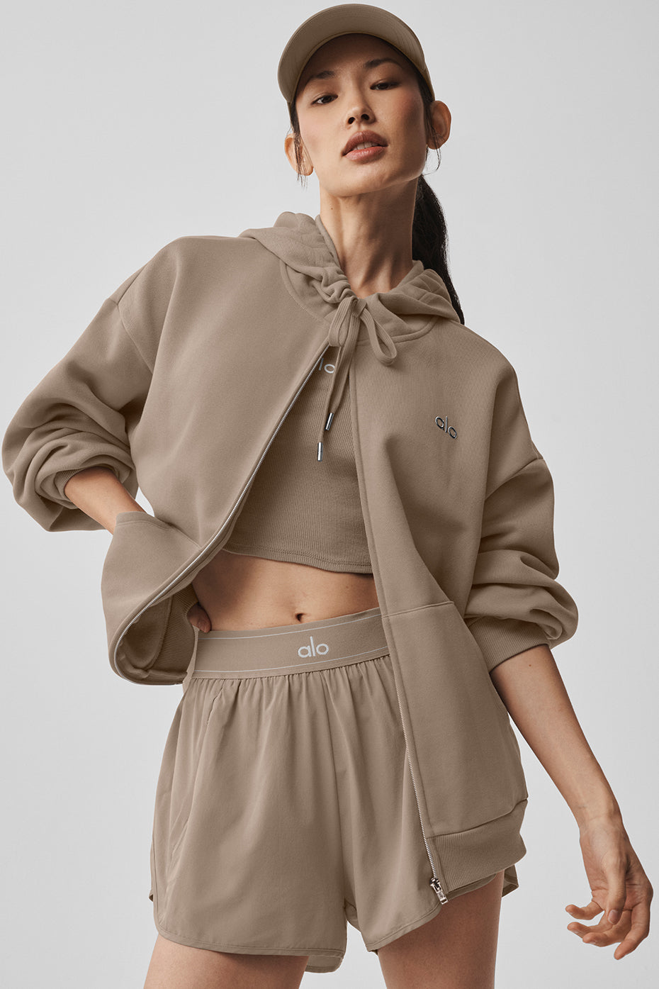 Alo Yoga Accolade Full Zip Hoodie - Gravel