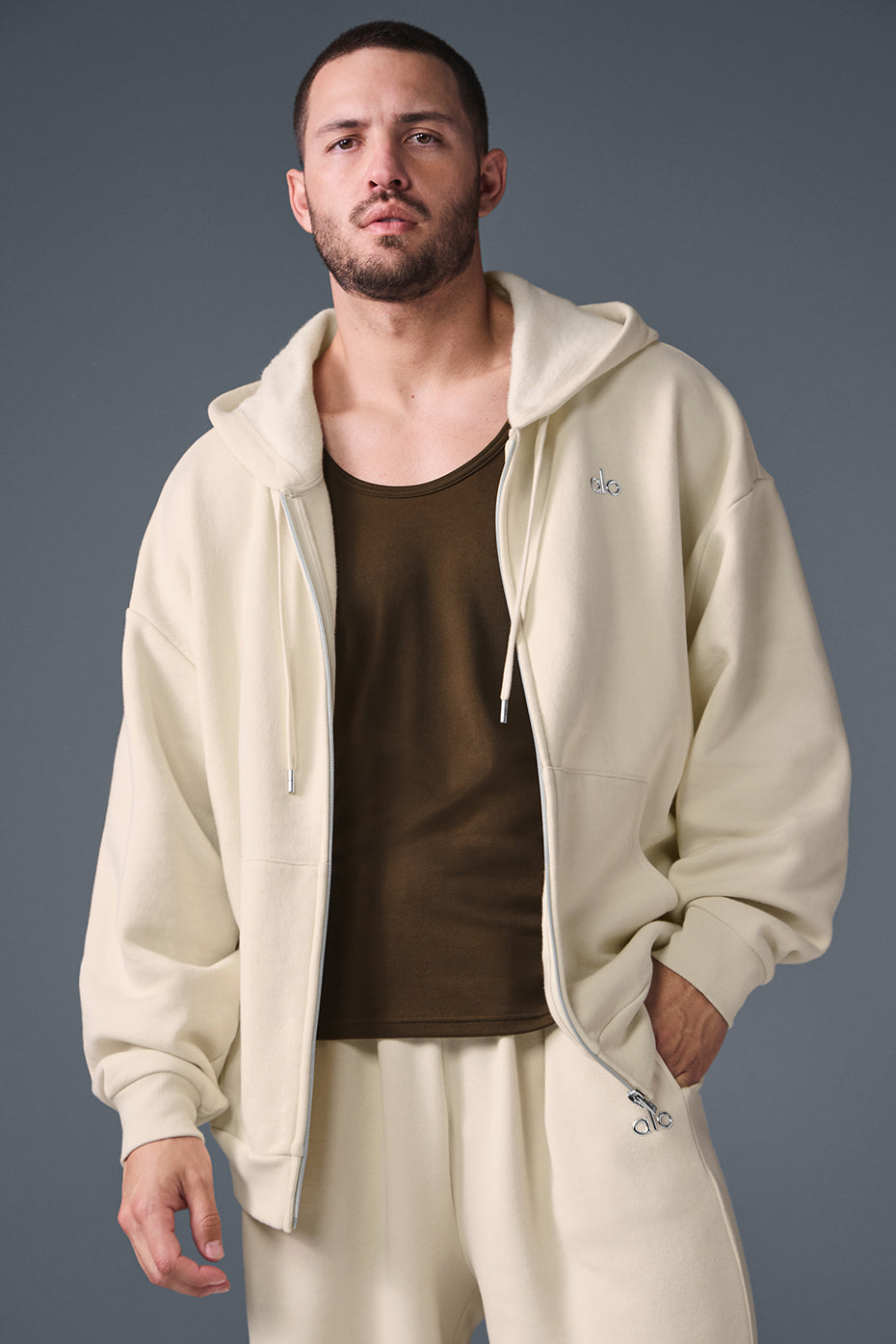 Alo Yoga Accolade Full Zip Hoodie - Oat Milk