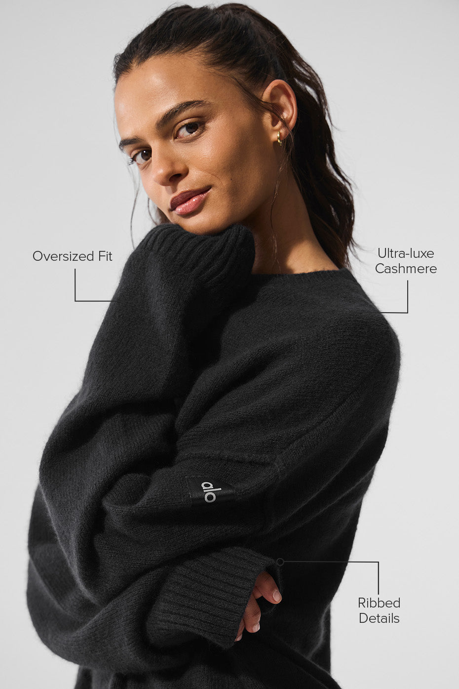 Alo Yoga Unisex Wool Cashmere New Class Crewneck Sweater - Black