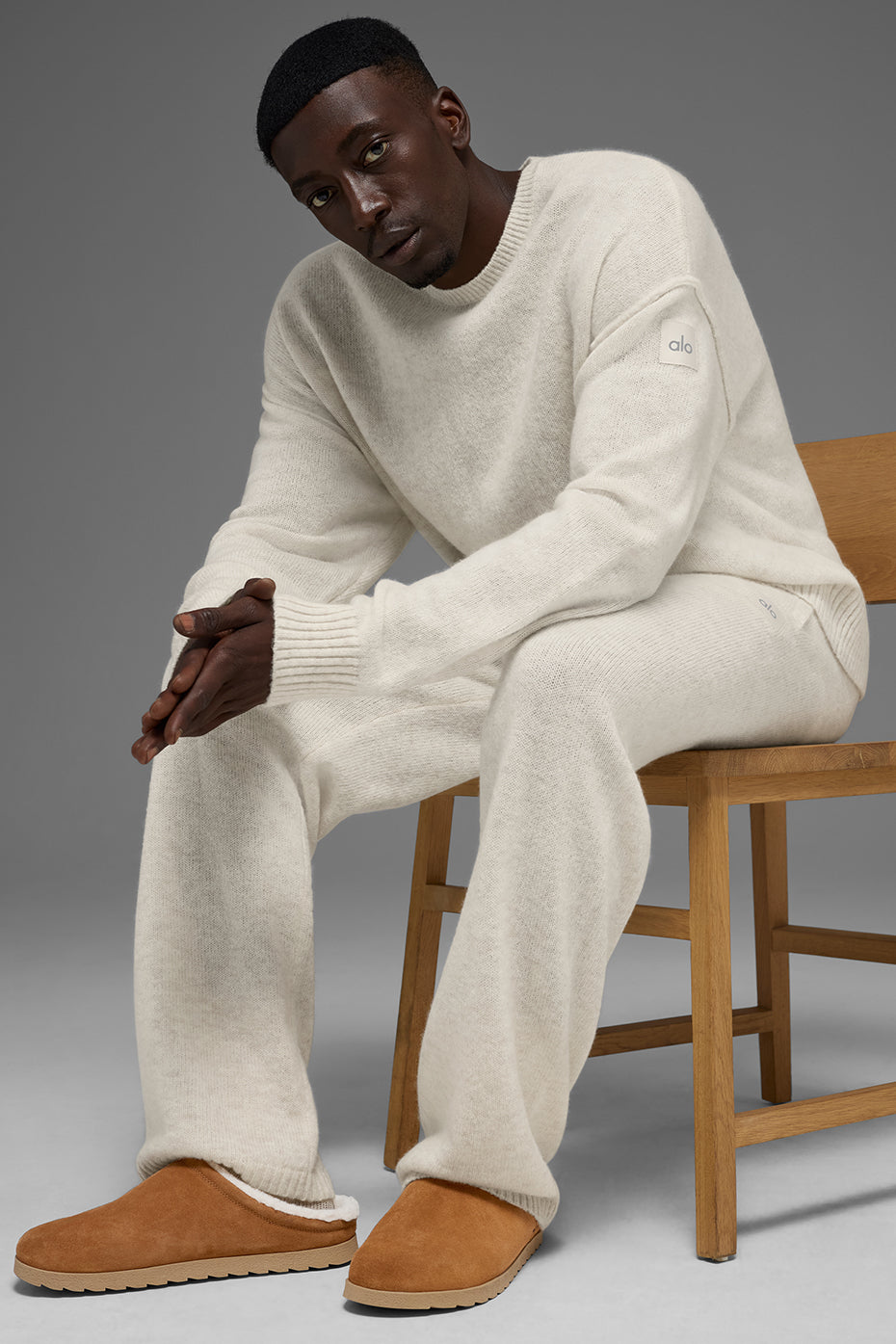 Alo Yoga Unisex Wool Cashmere New Class Crewneck Sweater - Bone Heather