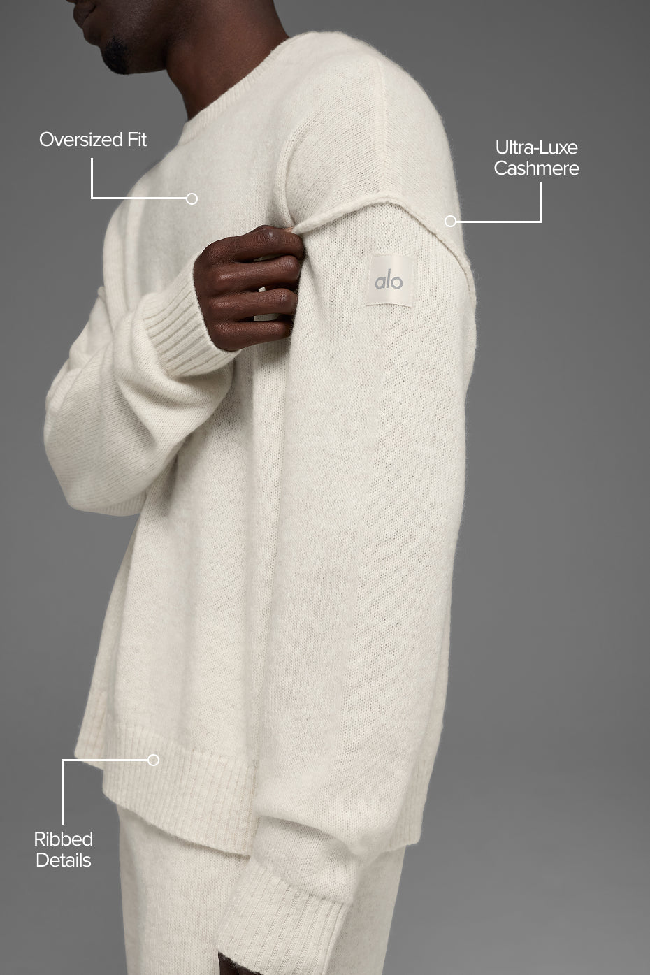 Alo Yoga Unisex Wool Cashmere New Class Crewneck Sweater - Bone Heather