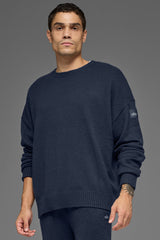 Alo Yoga Unisex Wool Cashmere New Class Crewneck Sweater - Navy