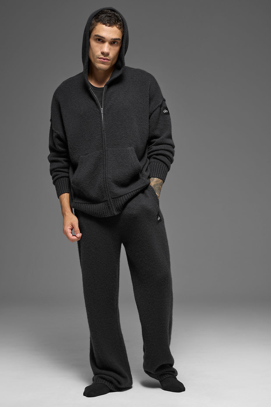 Alo Yoga Wool Cashmere New Class Full Zip Hoodie - Black