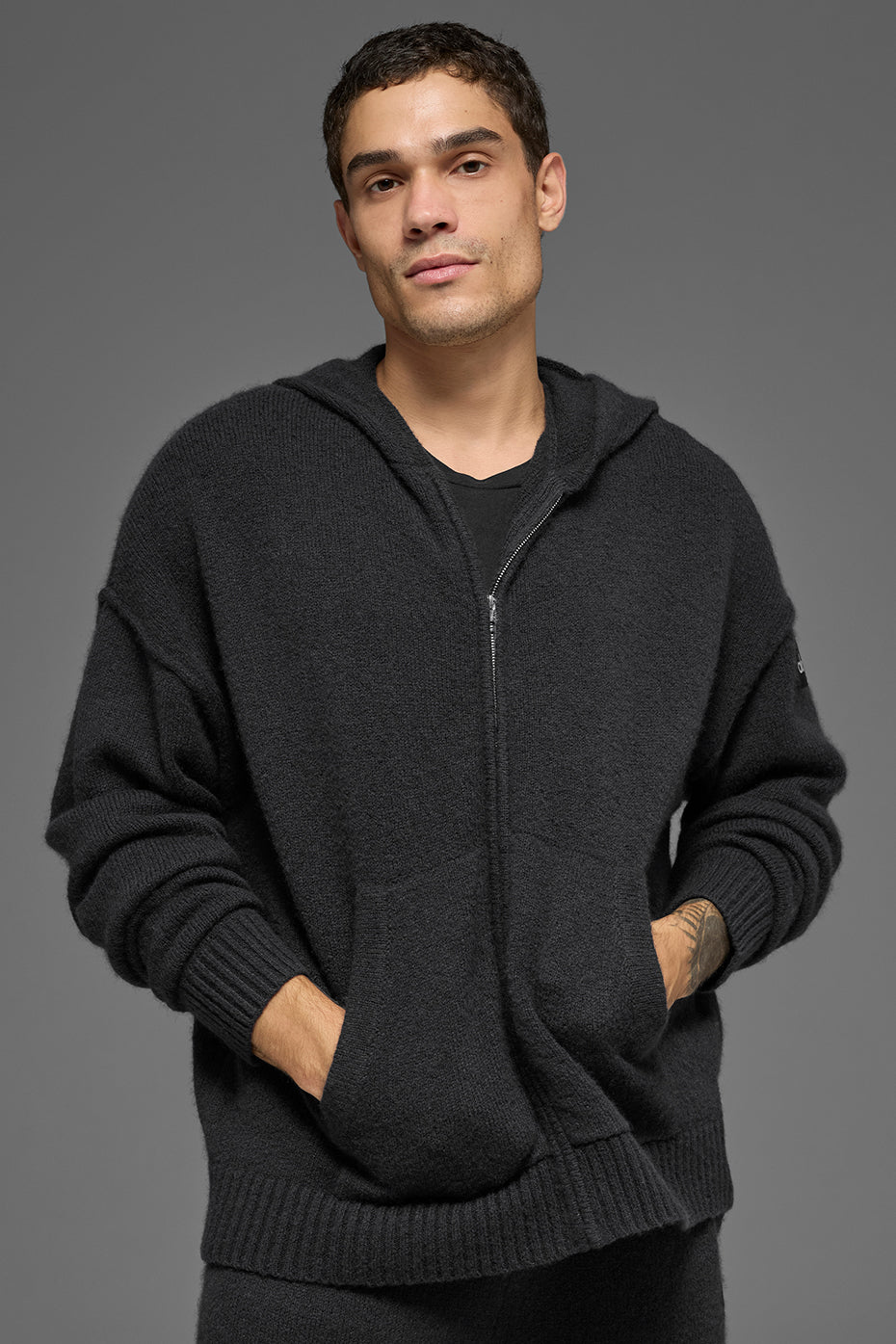 Alo Yoga Wool Cashmere New Class Full Zip Hoodie - Black