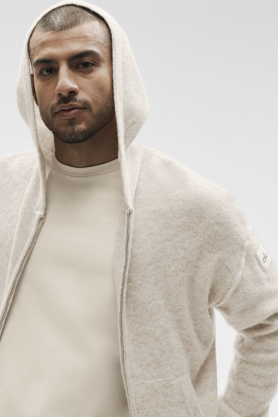 Alo Yoga Wool Cashmere New Class Full Zip Hoodie - Oatmeal Heather