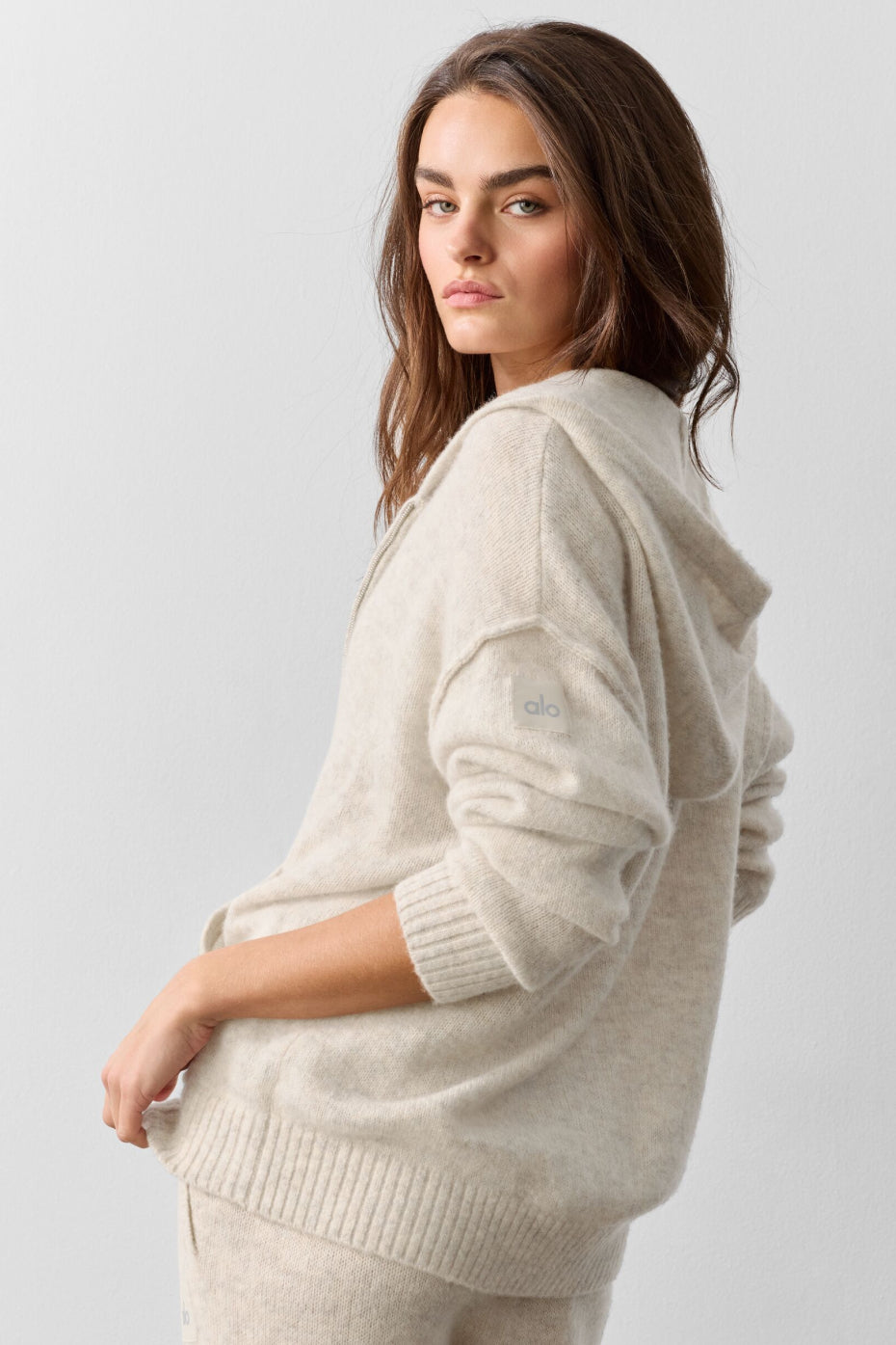 Alo Yoga Wool Cashmere New Class Full Zip Hoodie - Oatmeal Heather