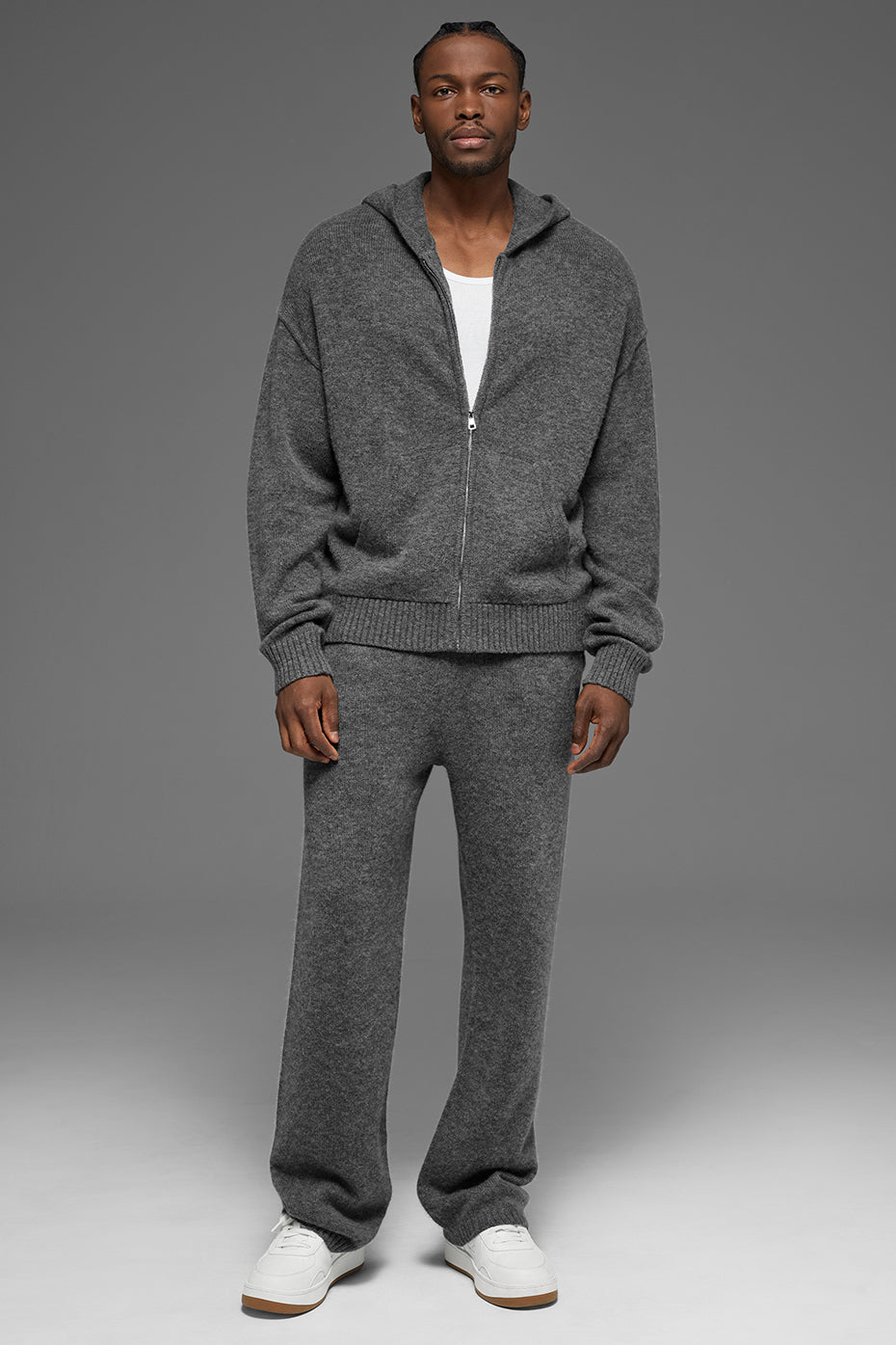 Alo Yoga Wool Cashmere New Class Full Zip Hoodie - Platinum Grey