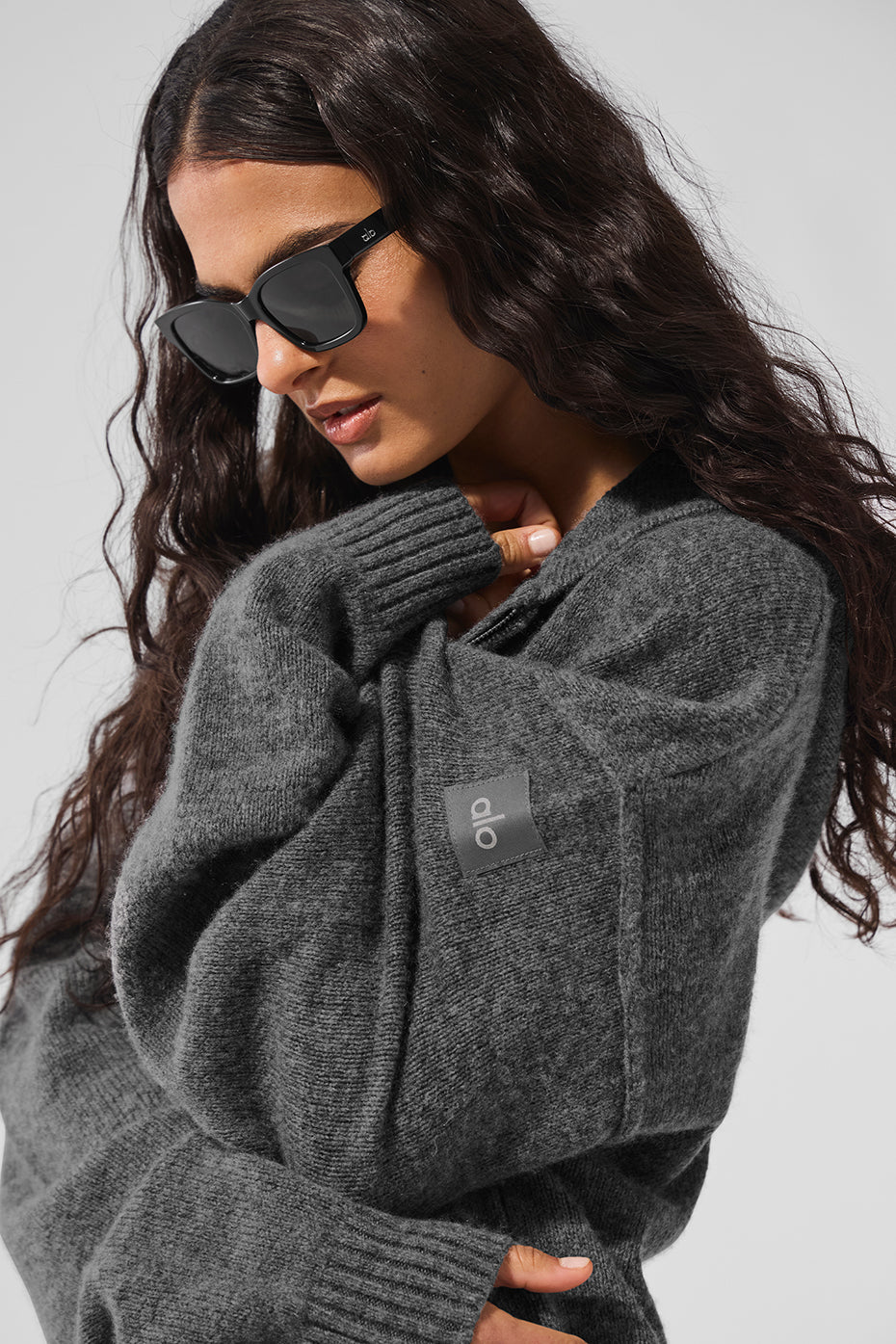 Alo Yoga Wool Cashmere New Class Full Zip Hoodie - Platinum Grey