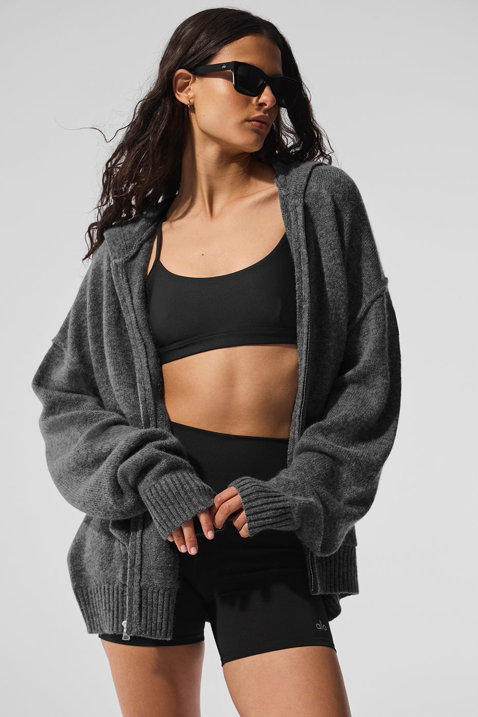 Alo Yoga Wool Cashmere New Class Full Zip Hoodie - Platinum Grey