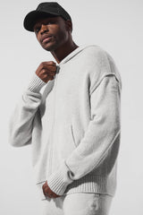 Alo Yoga Wool Cashmere New Class Full Zip Hoodie - Pearl Grey Heather