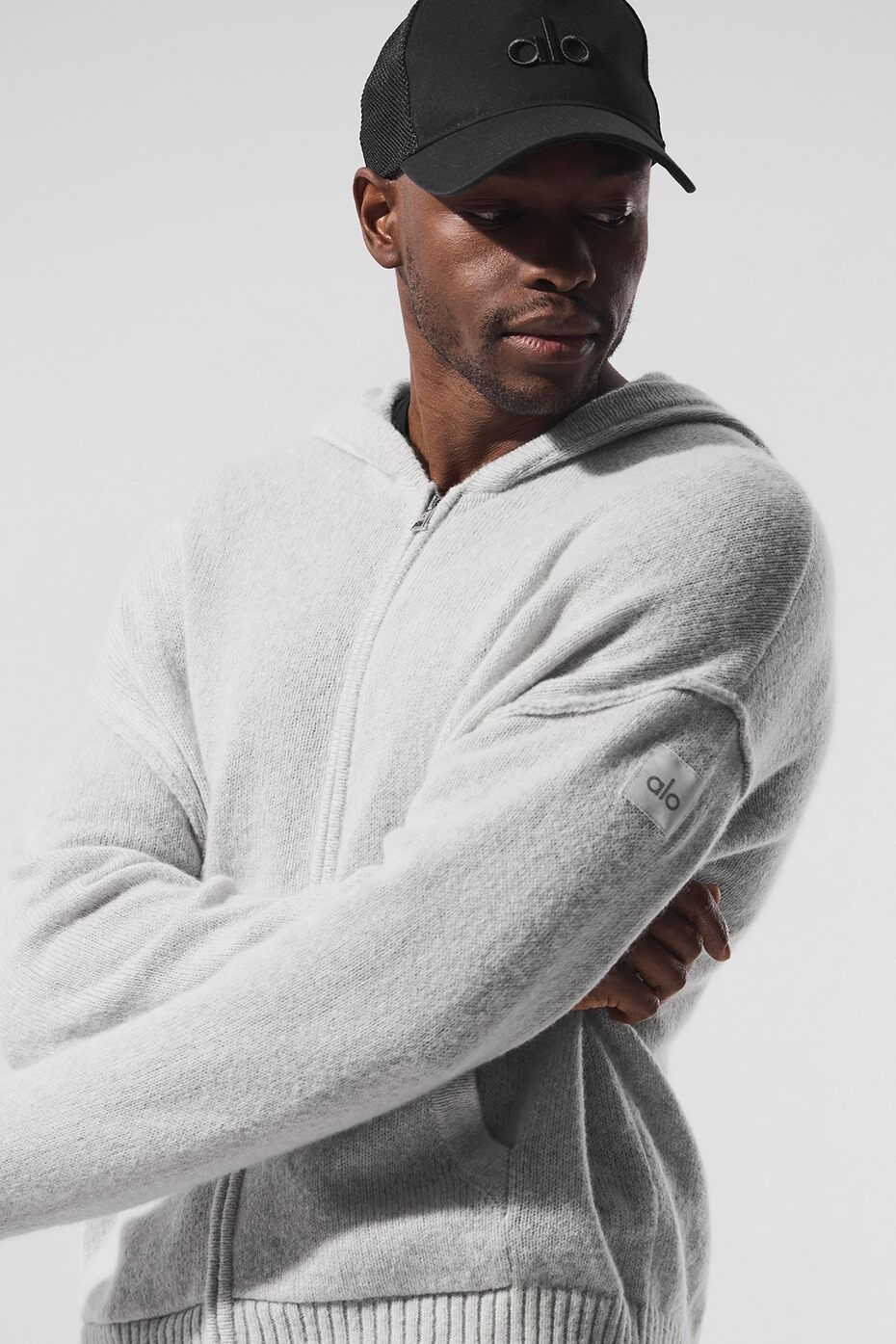 Alo Yoga Wool Cashmere New Class Full Zip Hoodie - Pearl Grey Heather