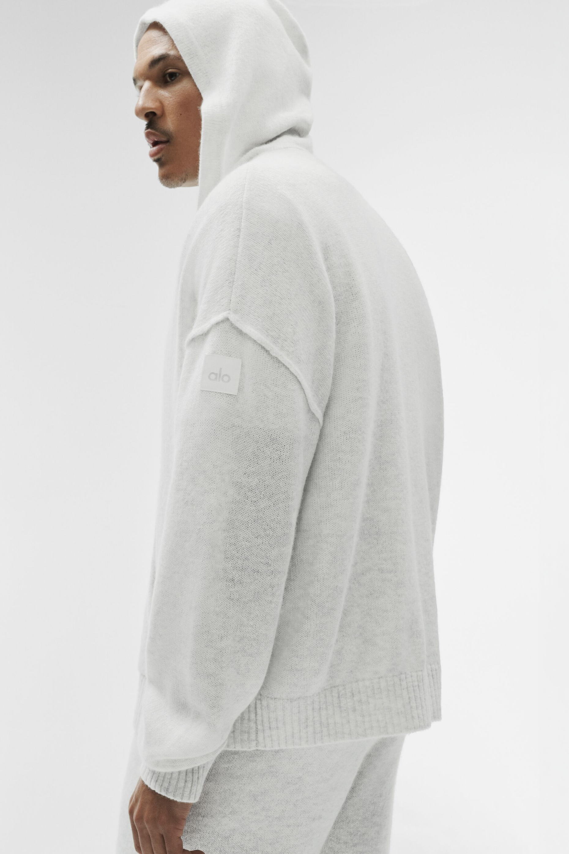 Alo Yoga Wool Cashmere New Class Full Zip Hoodie - White Heather