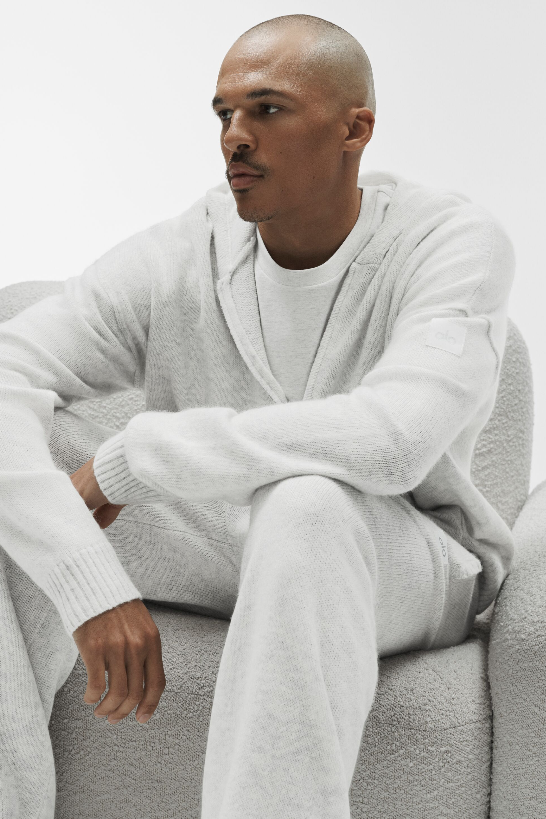 Alo Yoga Wool Cashmere New Class Full Zip Hoodie - White Heather