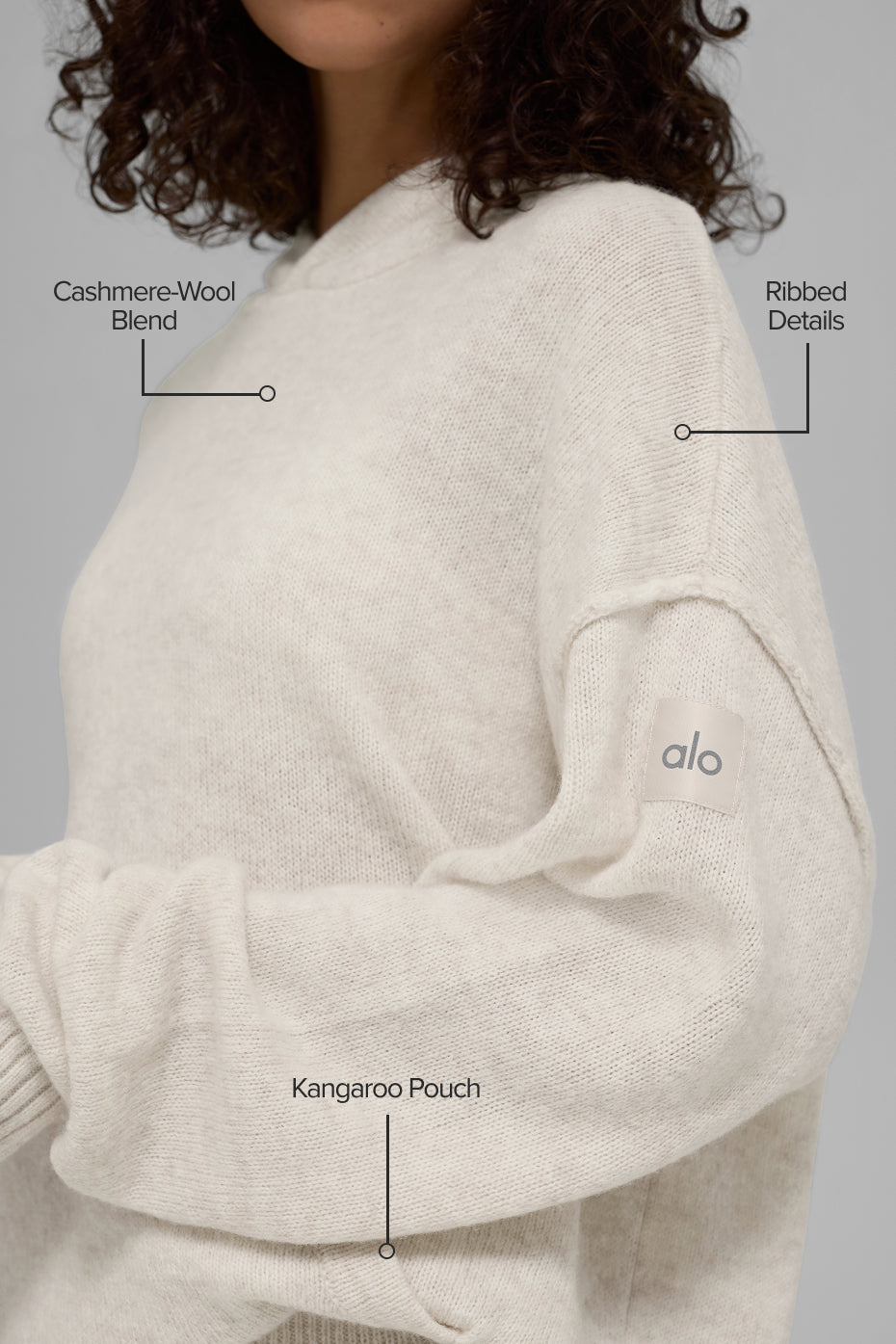 Alo Yoga Wool Cashmere New Class Hoodie - Bone Heather