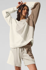 Alo Yoga Make Waves Crew Neck Pullover - Ivory/Bone/Gravel