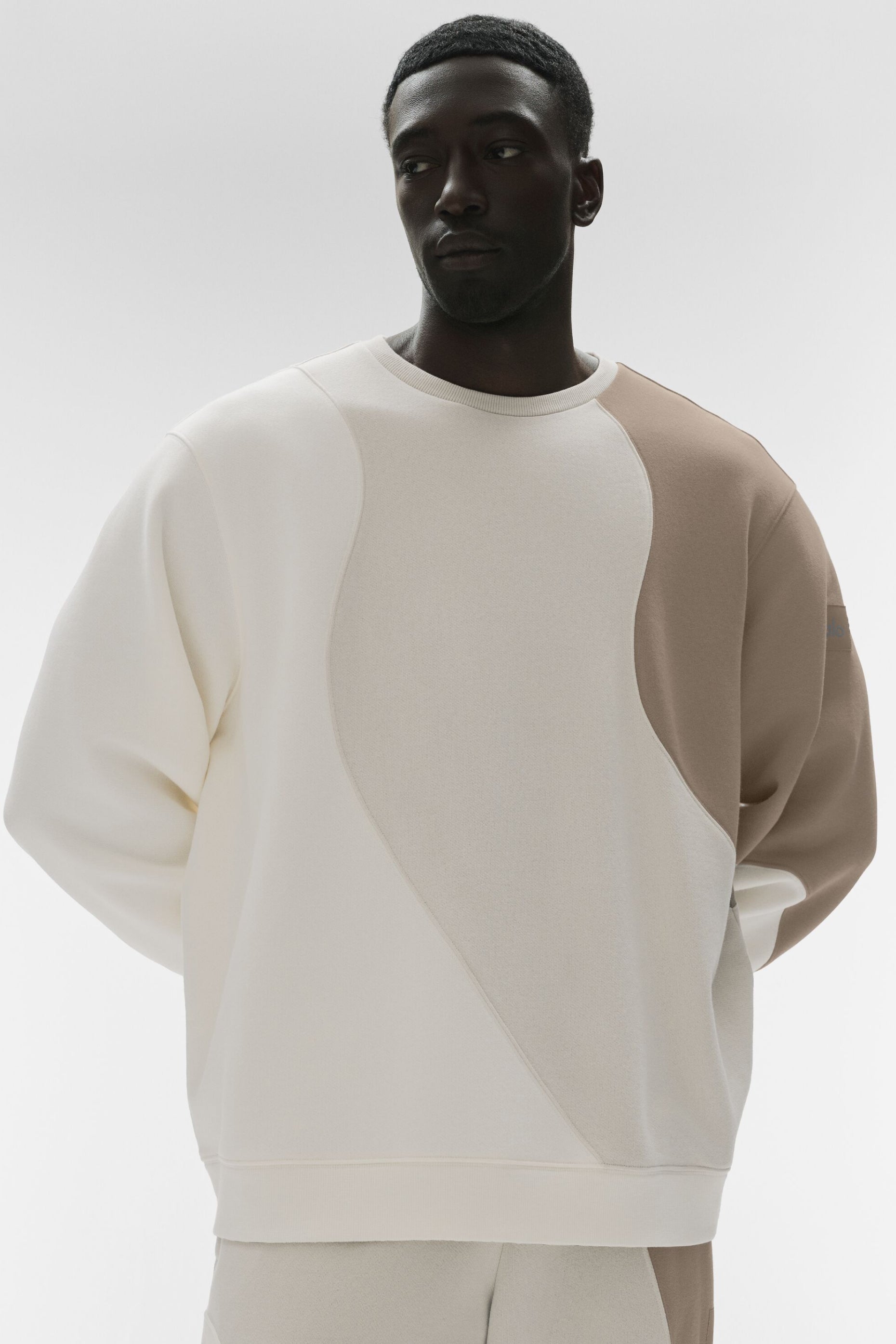 Alo Yoga Make Waves Crew Neck Pullover - Ivory/Bone/Gravel