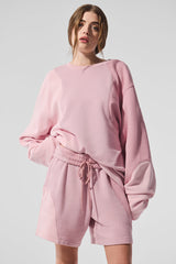 Alo Yoga Make Waves Crew Neck Pullover - Sunset Pink Tonal