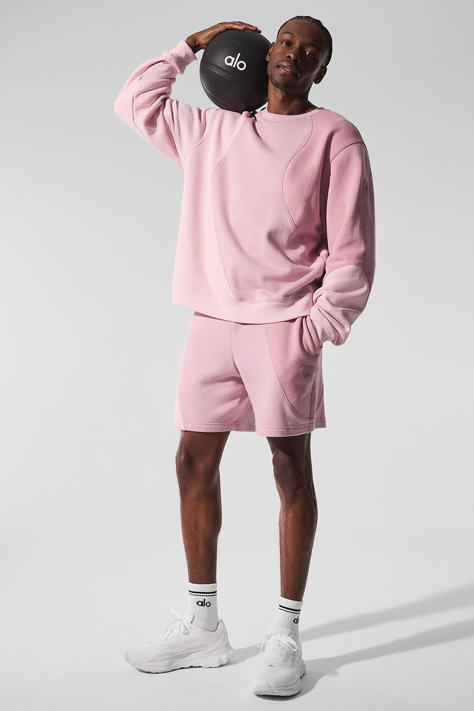Alo Yoga Make Waves Crew Neck Pullover - Sunset Pink Tonal