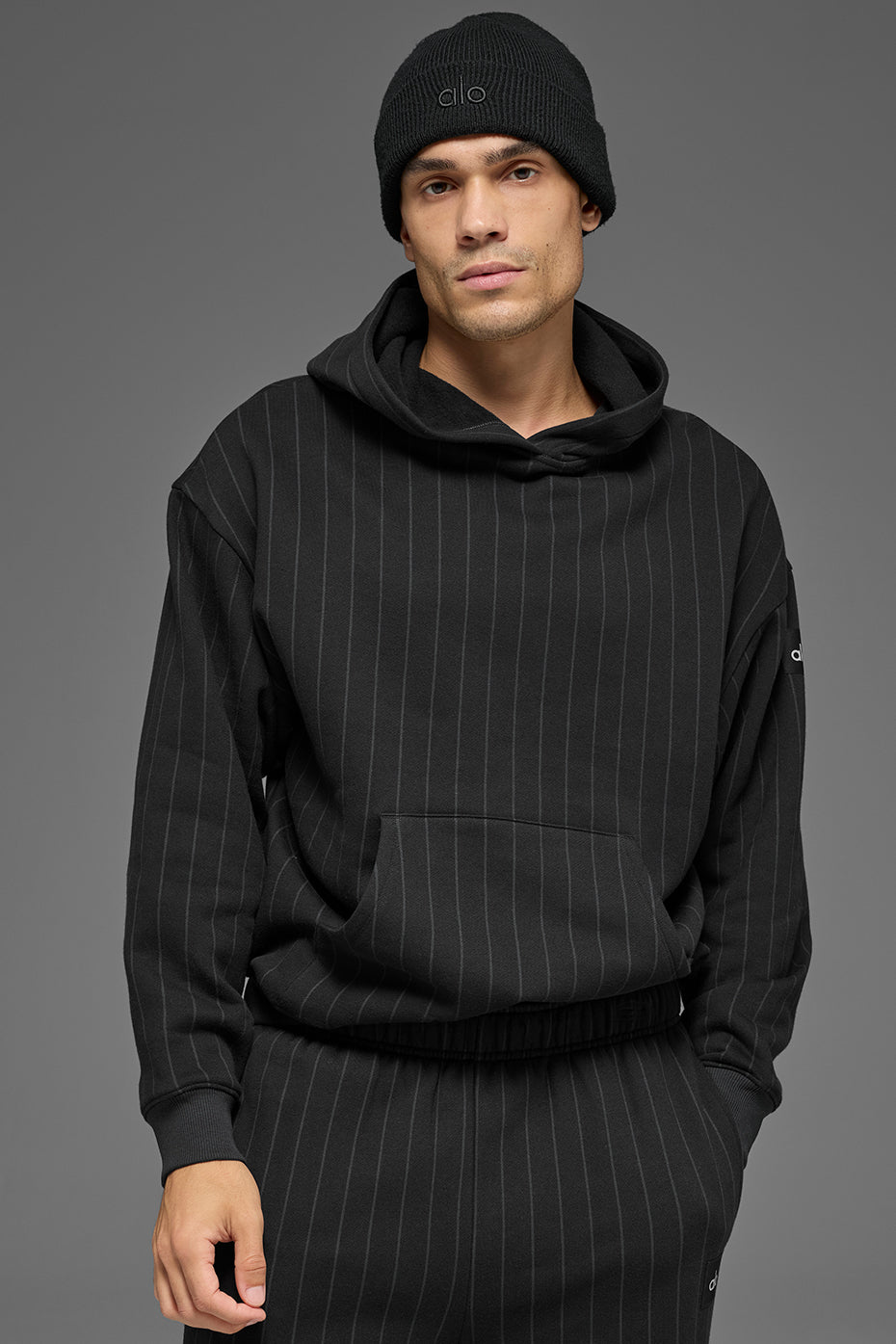 Alo Yoga Pinstripe Hoodie - Black Pinstripe