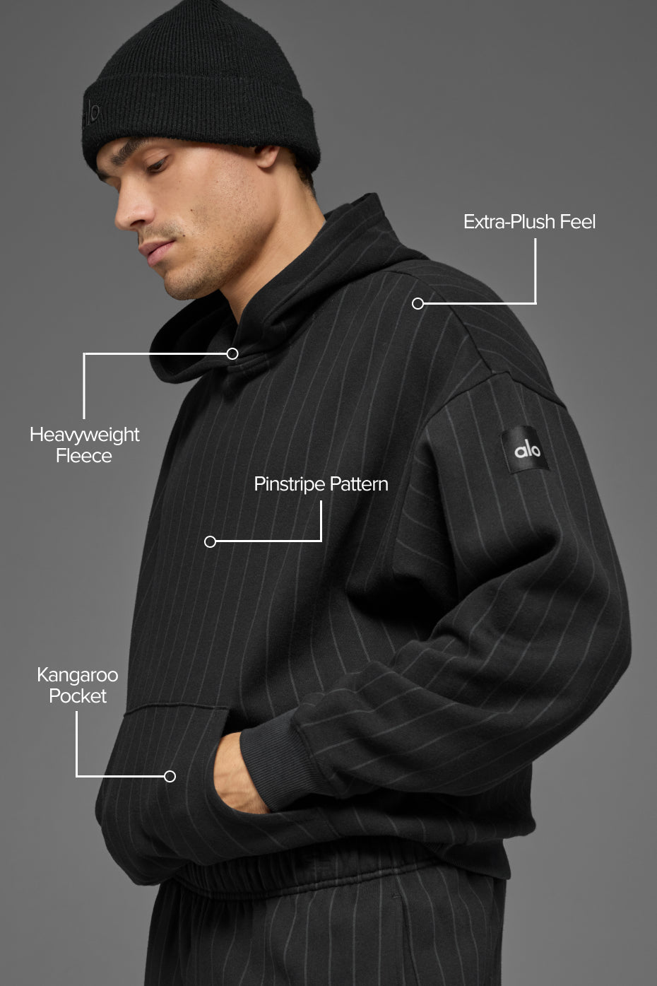 Alo Yoga Pinstripe Hoodie - Black Pinstripe